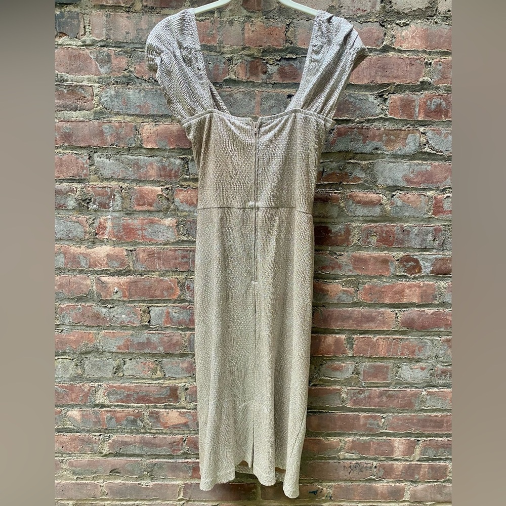 Stop Staring by Alicia Estrada Silver Metallic Wiggle Dress Size L - Picture 10 of 14